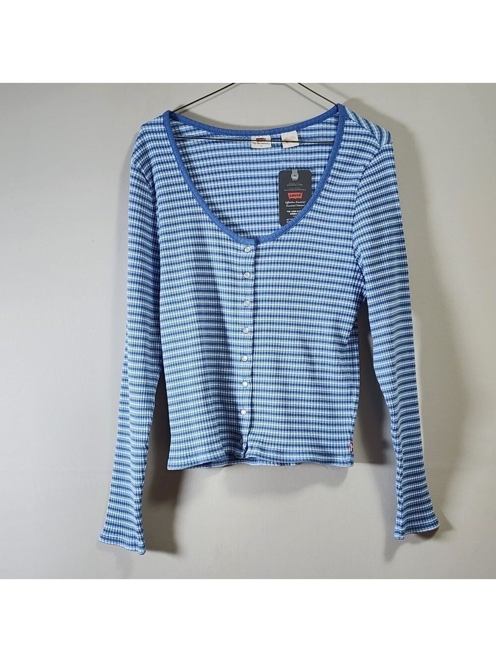 Levi's long sleeve ribbed knit striped top color light blue size 2X
